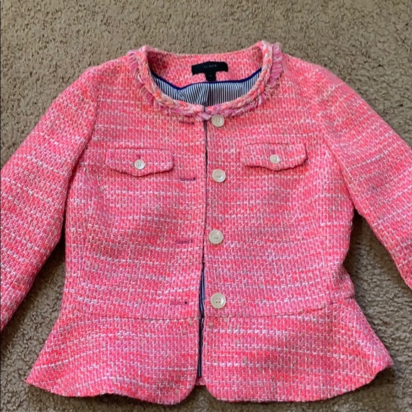 J. Crew Peplum Lady Jacket in Neon Fuchsia Tweed. - Picture 7 of 8
